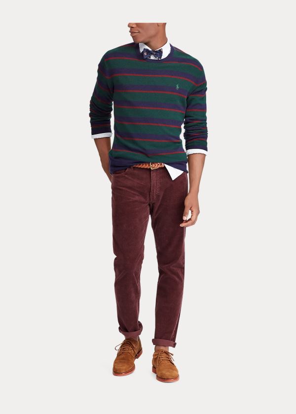 Pantalones Polo Ralph Lauren Hombre Vino - Stretch Classic Corduroy - YSZOD0943